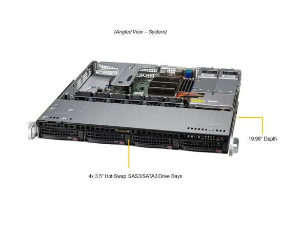 Серверная платформа SuperMicro SYS-510T-MR 1U Single Socket H5 (LGA-1200), 4 модуля DIMM; До 128 ГБ памяти DDR4 ECC UDIMM со скоростью до 3200 МГц, фото , изображение 4