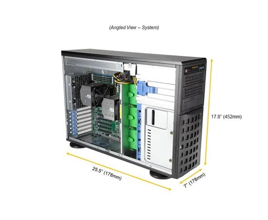 Серверная платформа SuperMicro SYS-740A-T 5 слотов PCIe 4.0 x16, 1 слот PCIe 4.0 x8, 2 слота NVMe M.2, 8 отсеков для дисков SATA 3,5/2,5 дюйма, 1 VGA, 6 USB 3.2 Gen 1, 1 USB 3.2 Gen 2, 7.1 HD Audio, фото , изображение 2