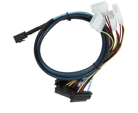 Внутренний интерфейсный кабель Etronlink EL201102 SFF-8643 to 4*SFF-8482 (Mini SAS HD to 4*SAS/SATA), 1m, molex power, фото 