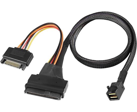 Внутренний интерфейсный кабель Etronlink EL201103 SFF-8643 to 1*SFF-8639 (Mini SAS HD to 1*U.2), 50cm, sata power, фото 