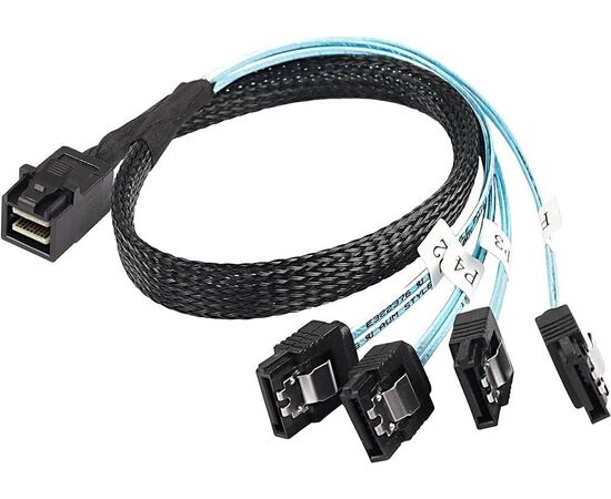 Внутренний интерфейсный кабель Etronlink EL201104 SFF-8643 to 4*SATA (Mini SAS HD to 4*SATA), 1m, фото 