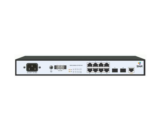 Управляемый гигабитный POE коммутатор уровня 2 SNR SNR-S2985G-8T-POE-DC, 8 x 10/100/1000Base-T с поддержкой POE, 2 x 100/1000BASE-X SFP, RPS DC 48 V, фото 