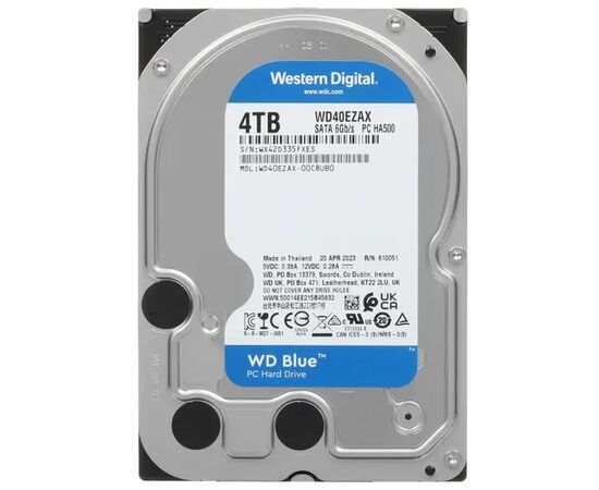 Жесткий диск WD Blue 4Tb WD40EZAX 3.5" SATA 3.0 (6Gbps), 256 МБ, 5 400 об/мин, фото 