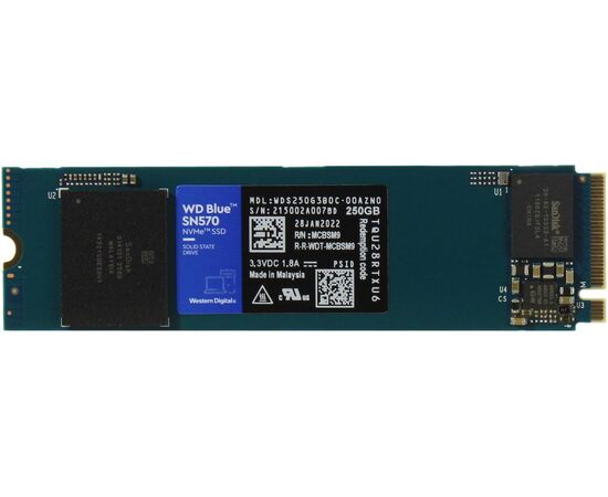 SSD диск WD Blue SN570 250GB WDS250G3B0C M.2 2280, PCI Express 3.0 x4 (NVMe 1.4), фото 