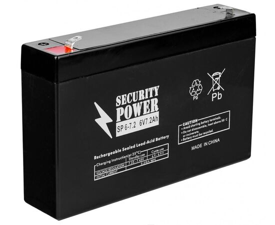 Аккумуляторная батарея для ИБП Security Power SP 6-7,2 6V/7.2Ah 8125, фото 