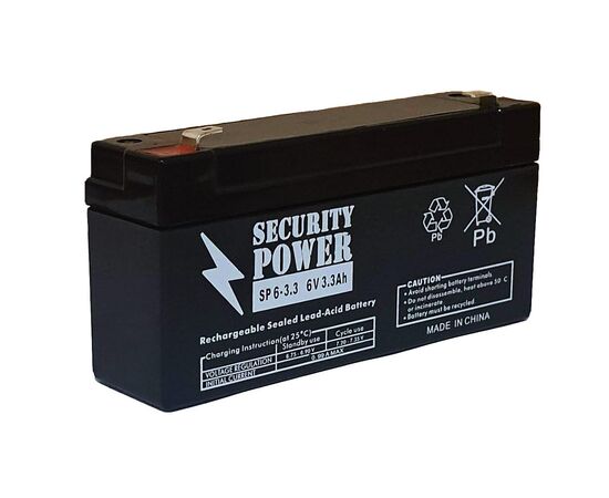 Аккумуляторная батарея для ИБП Security Power SP 6-3,3 6V/3.3Ah 8855, фото 