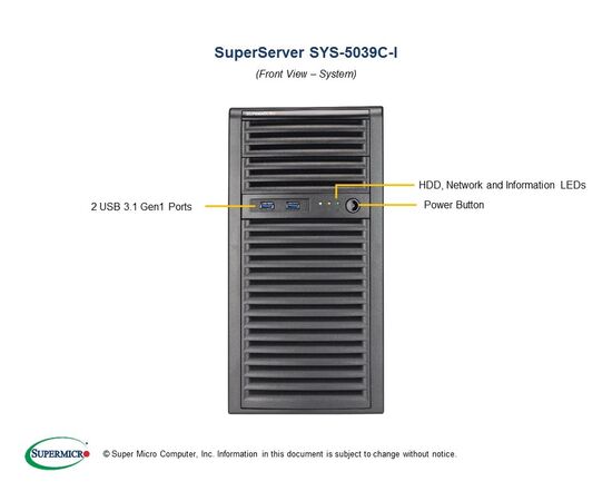 Серверная платформа Supermicro SuperWorkst. 5039C-I 4x3.5" Mid-Tower 4U, SYS-5039C-I, фото , изображение 3