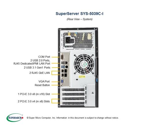 Серверная платформа Supermicro SuperWorkst. 5039C-I 4x3.5" Mid-Tower 4U, SYS-5039C-I, фото , изображение 4