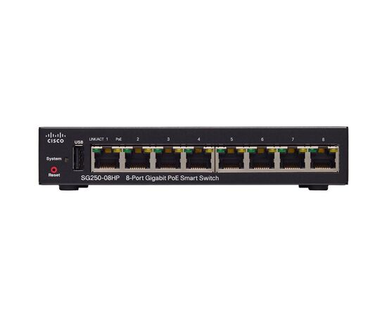 Коммутатор Cisco SG250-08HP 8-PoE Smart 8-ports, SG250-08HP-K9-EU, фото 