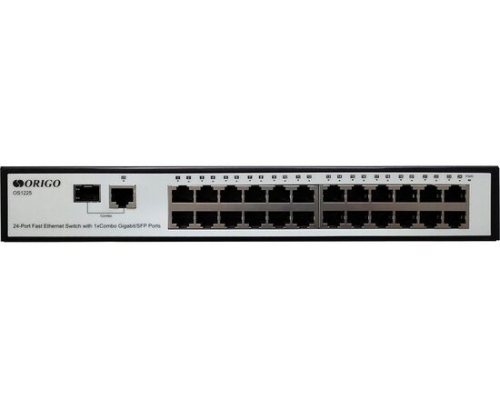 Неуправляемый коммутатор Origo OS1225/A1A 24 x 100Base-TX, 1 комбо-порт 1GbE/SFP, фото 