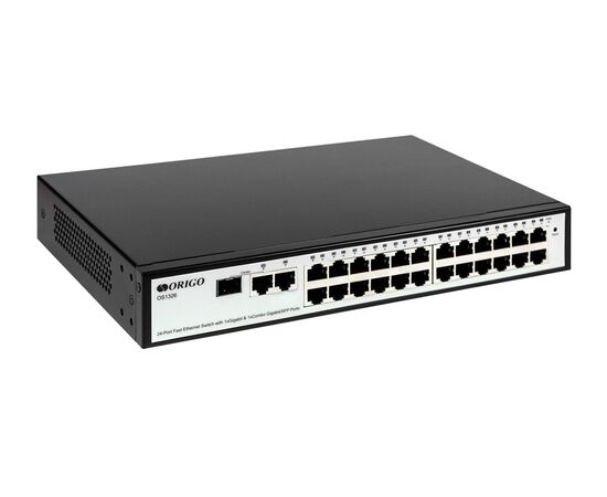 Коммутатор ORIGO OS1326/A1A настраиваемый L2, 24x100Base-TX, 1x1000Base-T, 1xCombo 1000Base-T/SFP, фото 