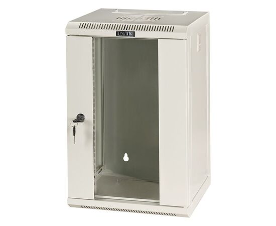 Шкаф настенный TWT-CBW3G-27U-6x6-GY серии Pro, 3-секционный, 27U 600x600, стеклянная дверь, серый, фото 