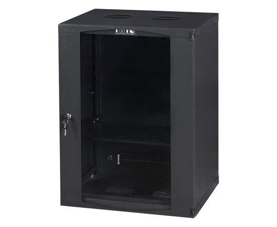 Шкаф настенный LANMASTER TWT-CBWNG-15U-6X6-BK серии Next, 15U 550x600, IP 20, стеклянная дверь, черный, фото 