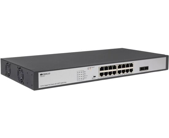 Неуправляемый PoE-коммутатор ORIGO OS2218FP/200W/A1A 16x1000Base-T PoE+, 2x1000Base-X SFP, PoE-бюджет 250 Вт, 250м, фото 