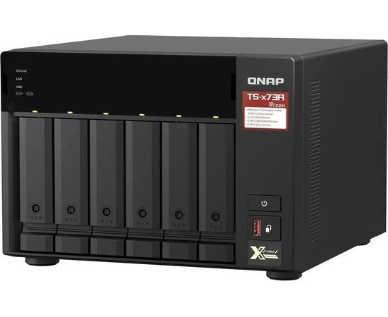 Сетевой накопитель QNAP TS-673A-8G 6 отсеков 3,5"/2,5", 2 порта 2,5 GbE BASE-T, 2 слота M.2 NVMe, AMD Ryzen V1500B 2,2 ГГц, 8 ГБ DDR4, фото 