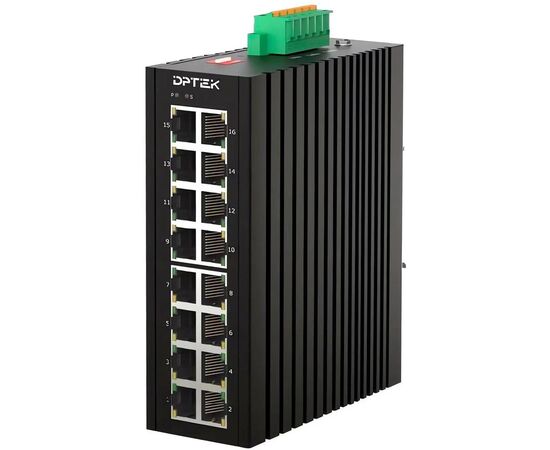 Неуправляемый промышленный коммутатор Ethernet DPTEK DK3110I-16T с 16 портами 10/100/1000TX, фото 