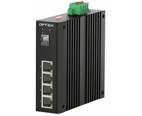 Неуправляемый промышленный PoE+ коммутатор Ethernet DPTEK DK3110I-4TP1S с 4 портами 10/100/1000TX и 1 портом 1000 SFP, фото 