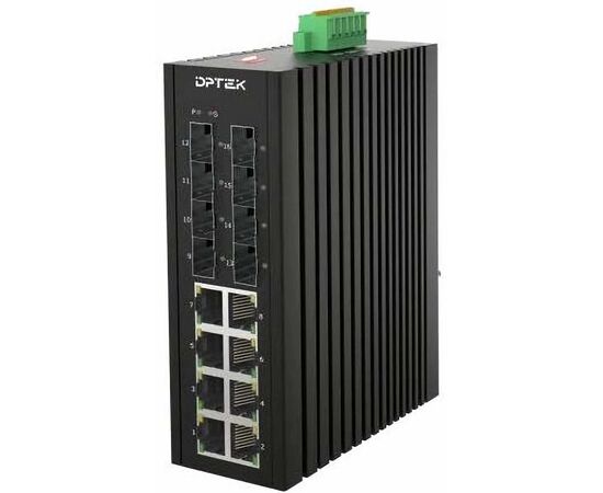 Неуправляемый промышленный коммутатор Gigabit Ethernet DPTEK DK3110I-8T8S с 8 портами 10/100/1000TX и 8 портами 1000-SFP, фото 