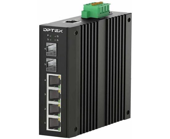 Управляемый промышленный L2 PoE+ коммутатор Ethernet DPTEK DK3211MI-4TP2S с 4 портами 10/100/1000TX PoE+ и 1 портом 100/1000 SFP, фото 