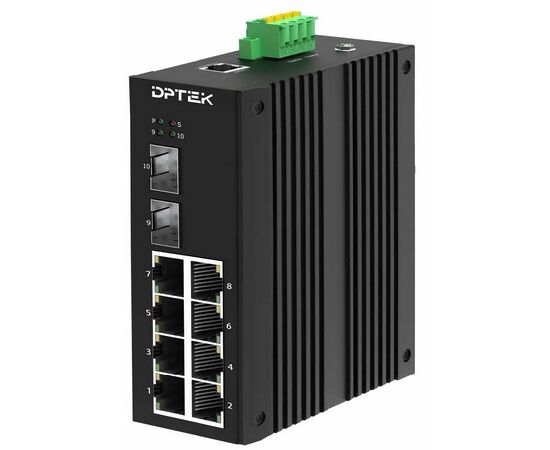 Управляемый промышленный L2 коммутатор Ethernet DPTEK DK3211MI-8T2S с 8 портами 10/100/1000TX и 2 портами 1G/2.5G SFP, фото 