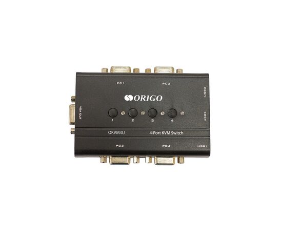 Настольный 4-портовый KVM-переключатель ORIGO OKVM4U/A1A с портами VGA и USB длиной 1,8 м, фото 