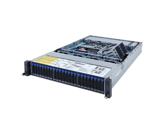 Серверная платформа R262-ZA0 GIGABYTE, 2U UP 42 отсека Gen4 NVMe/SATA/SAS, 16 слотов DIMM, 2 порта х 1GbE, 1+1 1200 Вт 80 PLUS platinum, фото 