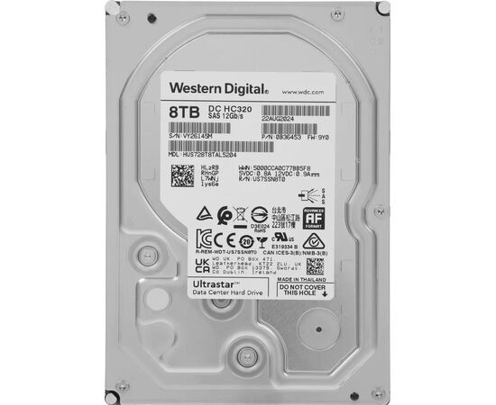 Диск HDD для сервера WD Ultrastar DC HC320 HUS728T8TAL5204 8TB 0B36453 3.5" SAS 3.0 (12 Гбит/с ), 7200 об/мин, фото 