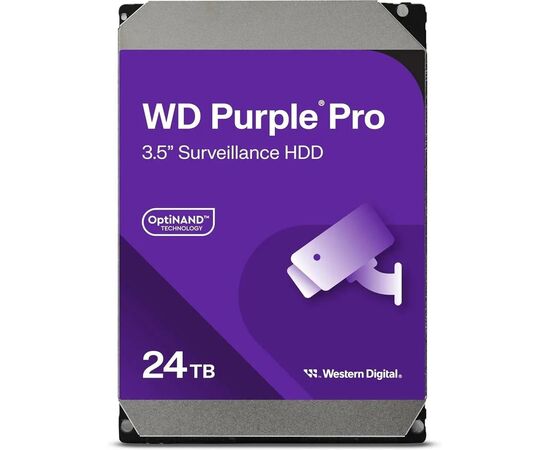 HDD диск для видеонаблюдения WD SATA-III 24TB WD240PURP Surveillance Purple Pro (7200rpm) 512Mb 3.5", фото 