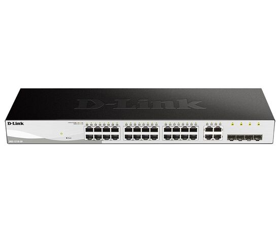 Управляемый L2 коммутатор D-Link DGS-1210-28/FL с 24 портами 10/100/1000Base-T и 4 комбо-портами 100/1000Base-T/SFP, фото 