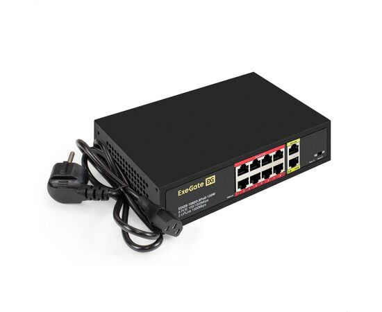 Неуправляемый коммутатор Layer 2 ExeGate EDGS-1082D.8PoE-120W EX299028RUS 8 портов 10/100Base-TX + 2 порта 1000Base-T, фото 