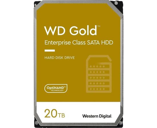 Диск HDD для сервера WD Gold 20TB WD202KRYZ 3.5" SATA III (6 Гбит/с), 7200 об/мин, фото 