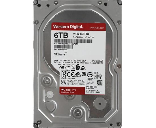 Диск HDD для систем хранения WD 6TB WD6005FFBX 3.5" SATA III (6 Гбит/с), 7200 об/мин, фото 