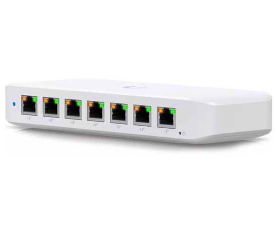 Коммутатор Ubiquiti USW-Ultra-60W с 7 портами GbE PoE+ для выхода и 1 портом GbE с возможностью подключения внешнего ввода PoE++, фото 